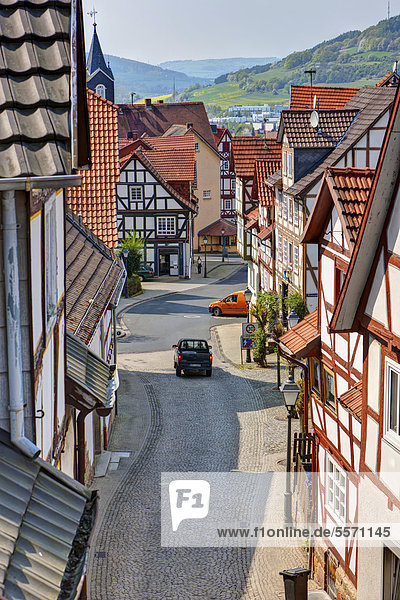 Medieval town with half-timbered buildings  Spangenberg  Schwalm Eder district  Hesse  Germany  Europe  PublicGround