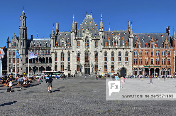 Provincial Government Palace  Provinciaal Hof  Provincial Court  Grote Markt market square  historic town centre of Bruges  UNESCO World Heritage Site  West Flanders  Flemish Region  Belgium  Europe