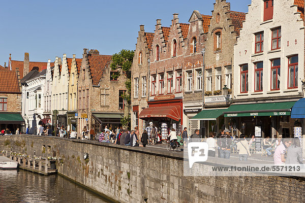 Historic Centre with guild houses at Rozenhoedkaai  Quai of the Rosary  historic town centre of Bruges  UNESCO World Heritage Site  West Flanders  Flemish Region  Belgium  Europe
