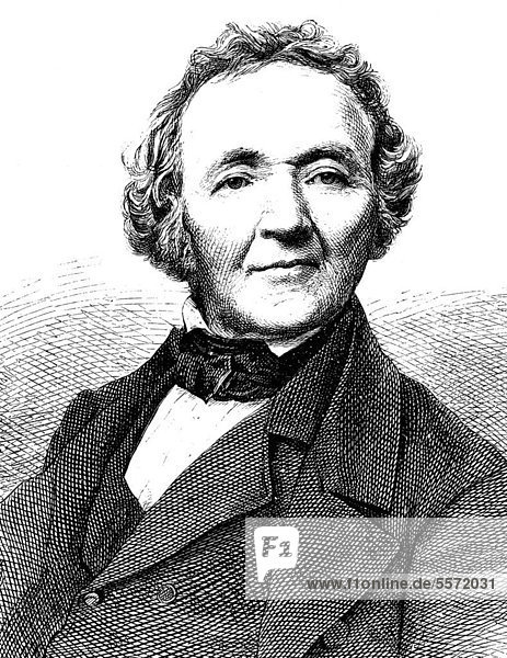 Franz Leopold Ranke  from 1865 von Ranke  1795-1886  a German historian  historiographer of the Prussian state  university teacher and Royal Prussian Privy Council  historical engraving  circa 1869