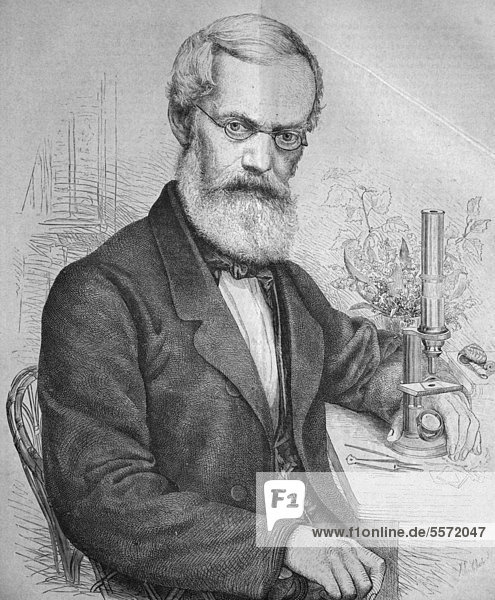 Emil Adolf Rossmaessler or Emil Adolph Rossmaessler  1806-1867  a German scientist  politician and popular writer  is considered the father of the German aquarium  historical engraving  circa 1869