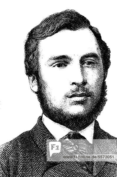 Ricciotti Garibaldi  1847-1924  Italian freedom fighter  son of Giuseppe Garibaldi and Anita Garibaldi  historical engraving  circa 1869