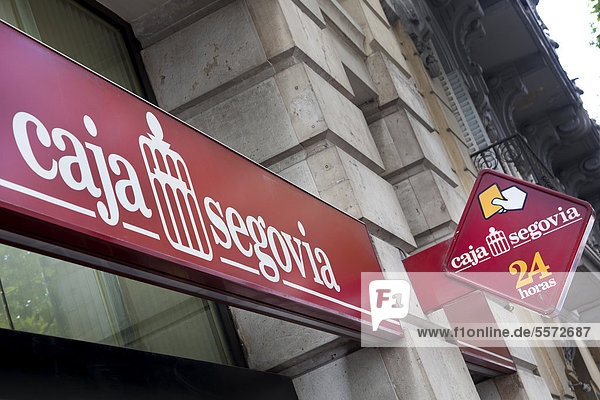 Logo und Schriftzug der spanischen Bank Caja Segovia  in Madrid  Spanien  Europa