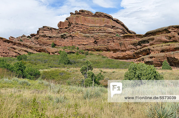 Rock formations  red sandstone rocks  Red Rocks Park  Denver  Colorado  USA