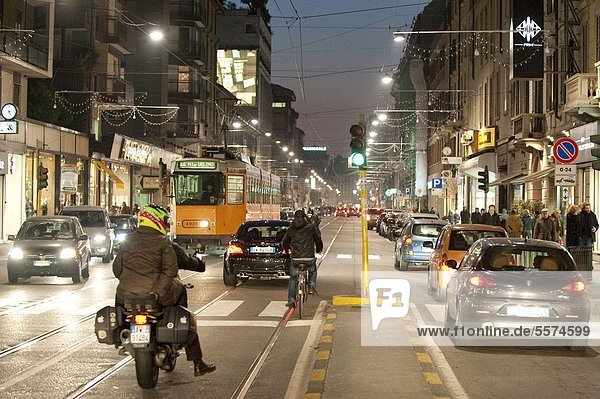 Italy  Lombardy  Milan  traffic in Corso Vercelli                                                                                                                                                       
