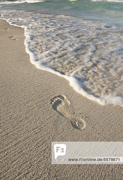 Standfläche in Sand Hochwinkelansicht