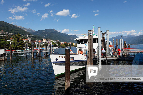 Pleasure boat on Lake Maggiore  Locarno  Canton of Ticino  Switzerland  Europe