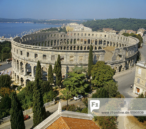 Römisches Amphitheater  Arena von Pula  Istrien  Mittelmeer  Kroatien  Europa