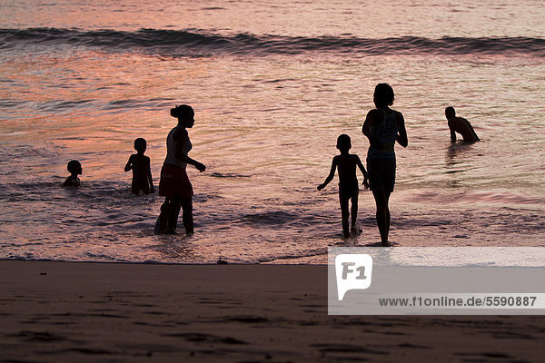 Creoles at the beach  Anse Takamaka  Mahe  Seychelles  Africa  Indian Ocean