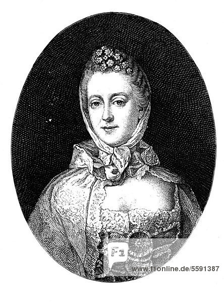 Franziska Theresia Reichsgräfin von Hohenheim  1748 - 1811  historischer Stich  1880