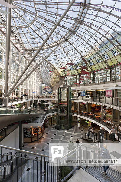 Various shops in the Goethe Gallerie shopping mall  Jena  Thuringia  Germany  Europe