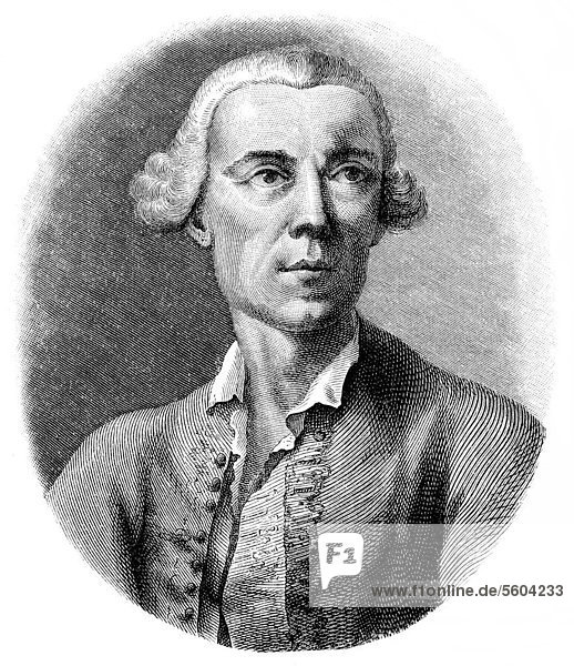 Historische Zeichnung aus dem 19. Jahrhundert  Portrait von Gasparo Gozzi  1713 - 1786  ein italienischer Dichter