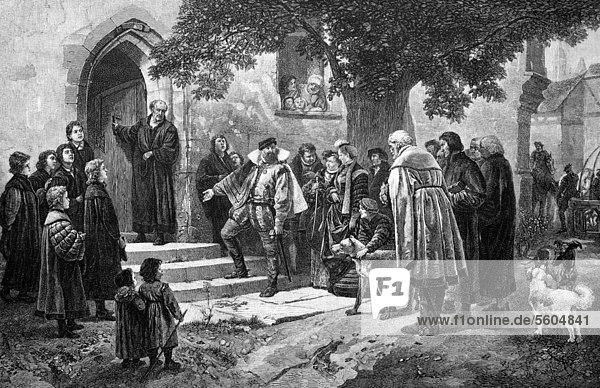 Christoph der Erste von Württemberg besucht ein zur Schule umgewandeltes Kloster historischer Stich 1883