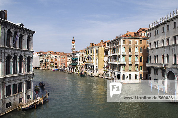 Grand Canal  looking towards the Church of Chiesa S. S. Apostoli  Cannaregio district  Venice  Veneto  Italy  Europe
