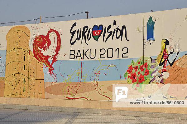 Werbung für den zum ersten Mal in Aserbaidschan ausgerichteten Eurovision Song Contest  26. Mai 2012  in der Innenstadt von Baku  Aserbaidschan  Kaukasus  Vorderasien