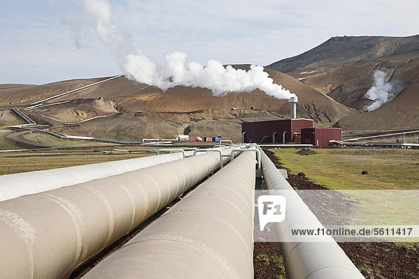 Kraftwerk führen Wasser Europa tragen Wärme Vulkan bringen Zimmer Pipeline Heiße Quelle Krafla Spalt Haltestelle Haltepunkt Station Nord-Island