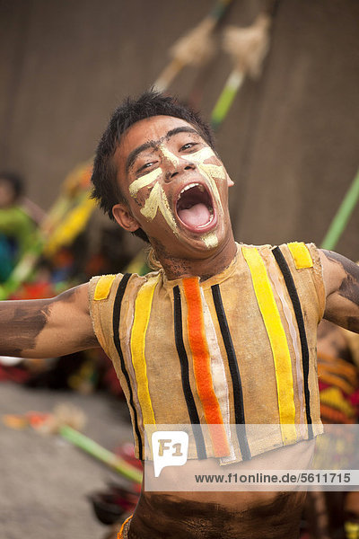 Screaming actor at the Pasinaya 2012 Folk Festival at the Cultural Centre of the Philippines  Manila  Philippines  Asia