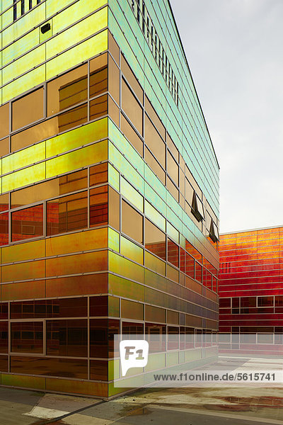 Office complex with an iridescent surface coating in Almere  Netherlands  Europe  for editorial use only