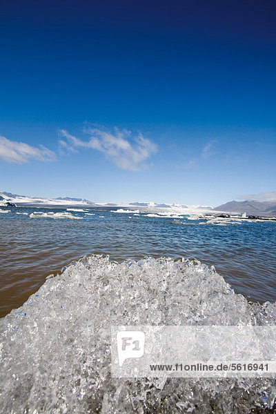 Ice melting in Jokulsarlon glacial lagoon  Iceland
