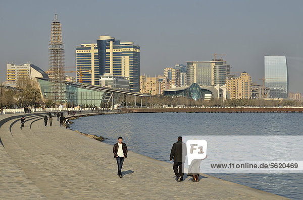 Waterfront promenade  Bulevar  Baku  Azerbaijan  Caucasus  Middle East  Asia
