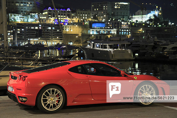 Hafen Europa Nacht rot Ferrari Monaco