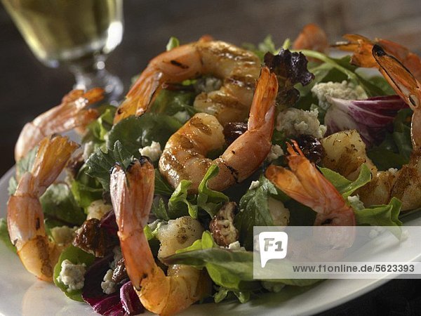 Salad with Southwest Seasoned Shrimp  Pecans and Blue Cheese