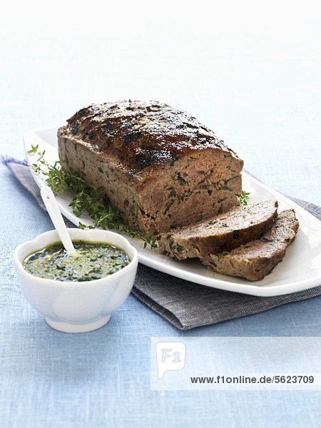 Meatloaf with herb sauce