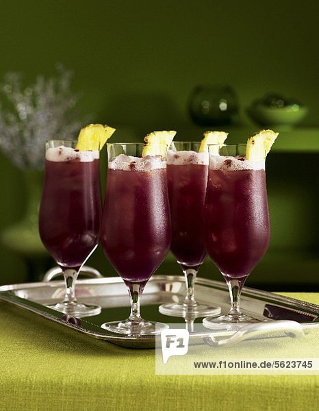Caribbean Cruise Cocktails garnished with pineapple