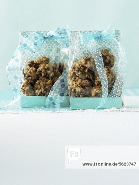 Drop Cookies in blue bags for giving