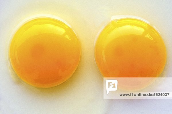 Two egg yolks  seen from above