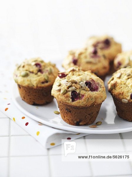 Cranberrymuffins mit Sonnenblumenkernen