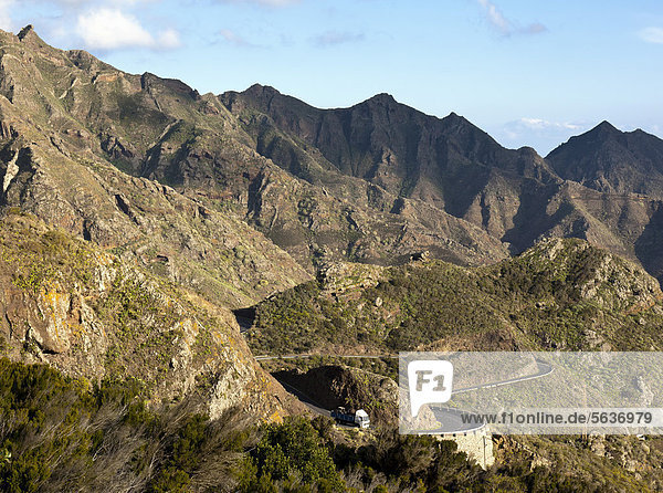Mountain pass in the Anaga Mountains  Anaga  Tenerife  northeastern region  Canary Islands  Spain  Europe