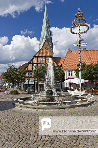 Marktplatz mit Sankt Michaeliskirche  Eutin  Holsteinische Schweiz  Schleswig-Holstein  Deutschland  Europa