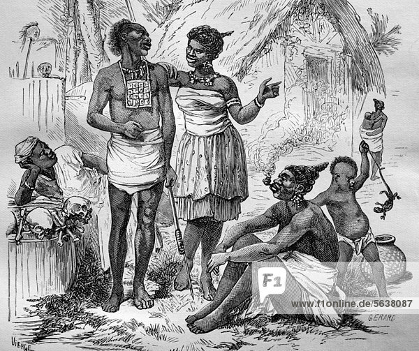 Eingeborene im Senegal  Afrika  historischer Holzschnitt  ca. 1888