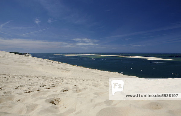 View towards the Atlantic Ocean from the Dune of Pilat  Pyla-sur-Mer  Arcachon  south of France  France  Europe