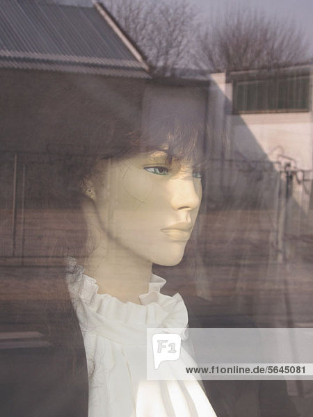 Detail einer weiblichen Puppe in einem Schaufenster