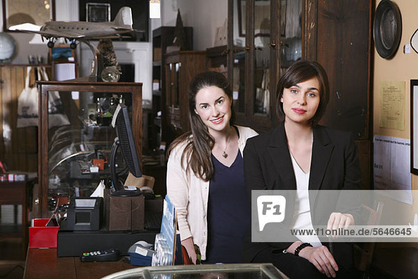 Two woman in an antiques shop