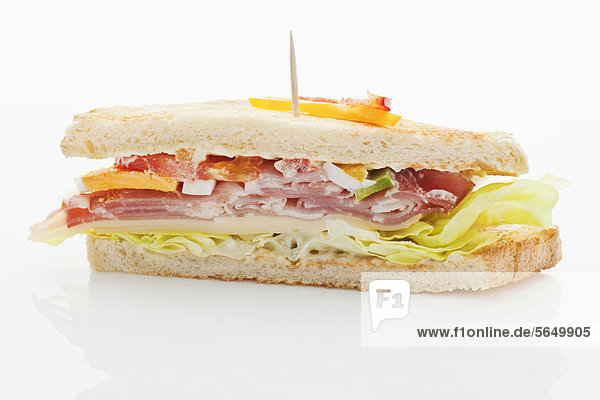 Sandwich auf weißem Hintergrund  Nahaufnahme