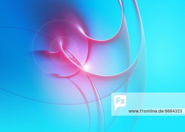 Abstrakte  digital generierte pinkfarbene Muster auf blauem Hintergrund