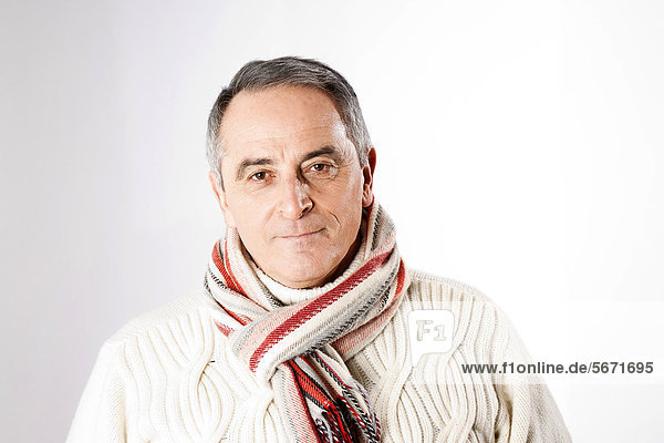 Confident senior man in winter clothes  portrait