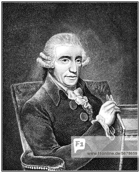 Historic drawing from the 19th century  portrait of Franz Joseph Haydn  1732 - 1809  an Austrian composer and leading representative of the Viennese Classic