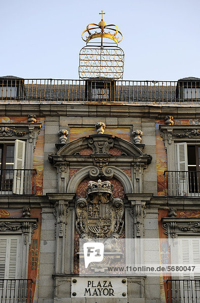 Madrid Hauptstadt Europa Gebäude Wandbild Krone Spanien
