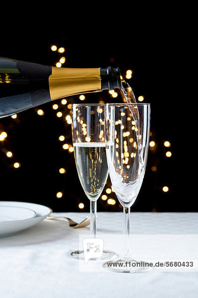 Pouring glasses of champagne