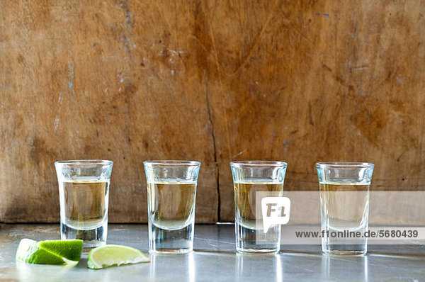 Row of tequila shots
