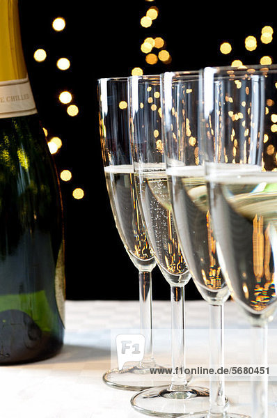 Bottle and glasses of champagne