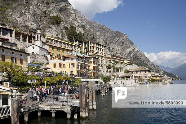 Townscape with the harbor  Limone sul Garda  Lake Garda  Lombardy  Italy  Europe