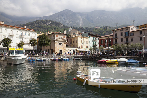 Ortsansicht mit Hafen  Malcesine  Gardasee  Veneto  Venetien  Italien  Europa  ÖffentlicherGrund
