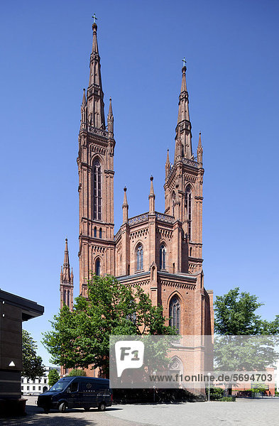 Marktkirche  Nassauischer Landesdom  Wiesbaden  Hessen  Deutschland  Europa  ÖffentlicherGrund
