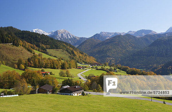 Deutschland  Bayern  Ramsau  Blick auf die Watzmann-Berge