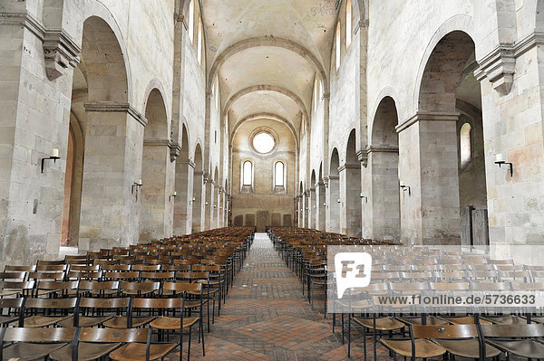 Interior view  center nave  basilica  abbey church  founded in 1136  Eberbach monastery  Eltville am Rhein  Rheingau region  Hesse  Germany  Europe